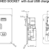 13A 2G DP Switched Socket with Dual USB A+C 12V DC 1.5A [Max. 18W] - Brushed Chrome with Grey Insert - Image 2