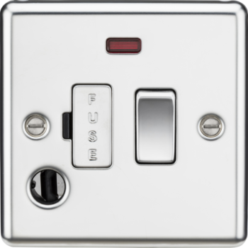 13A Switched Fused Spur Unit with Neon & Flex Outlet - Polished Chrome