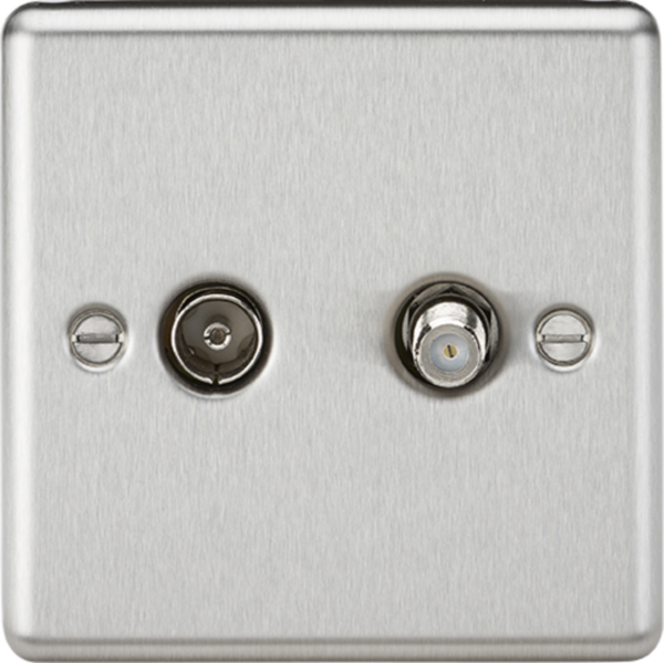 TV & SAT TV Outlet (isolated) - Brushed Chrome
