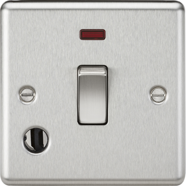 20A 1G DP Switch with Neon & Flex Outlet - Brushed Chrome
