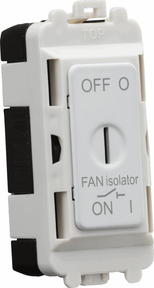 10A Fan Isolator Key Switch Module - Matt white