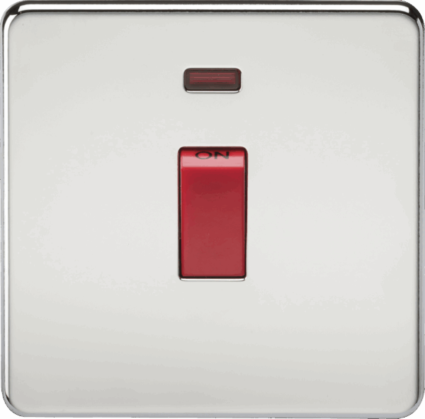 45A DP Switch with Neon (1G size) - Polished Chrome