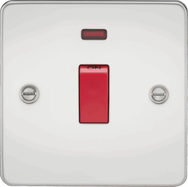 45A DP Switch with Neon (1G size) - Polished Chrome