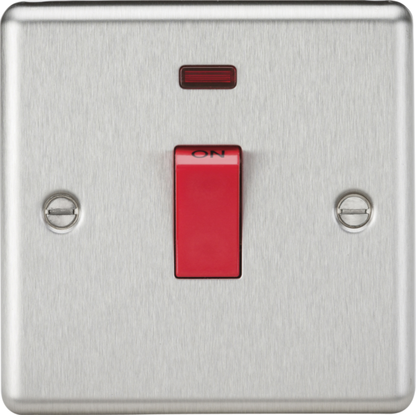 45A DP Switch with Neon (1G size)  - Brushed Chrome