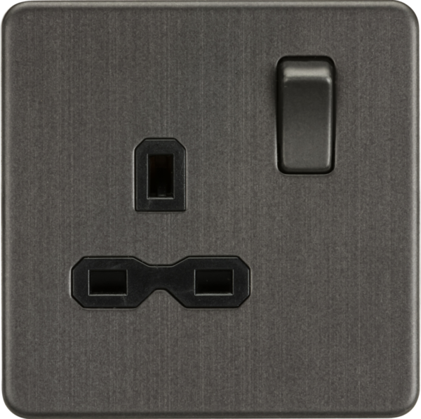13A 1G DP Switched Socket - Smoked Bronze with Black Insert
