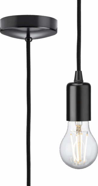 1.8m E27 Contemporary Pendant Set - Matt Black