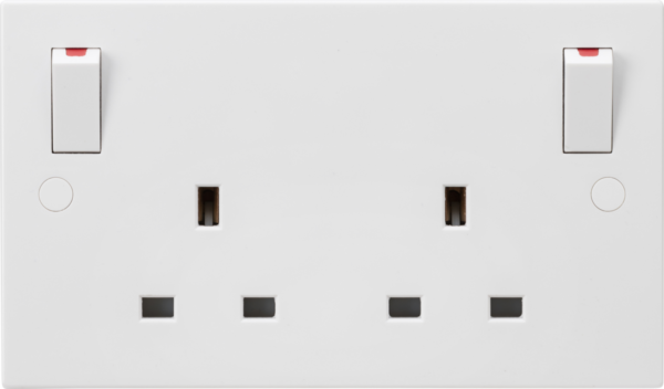13A 2G DP Switched Socket with Twin Earths and Outboard Rockers