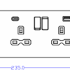 13A 2G DP Socket +2G Modular + Dual USB A+C 12V DC 1.5A (Max. 18W) - Brushed Chrome w/Grey Insert - Image 2