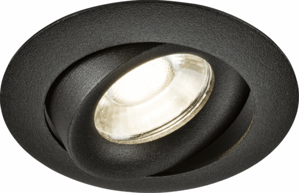 Odina Single Tilt Round Downlight - Black GU10