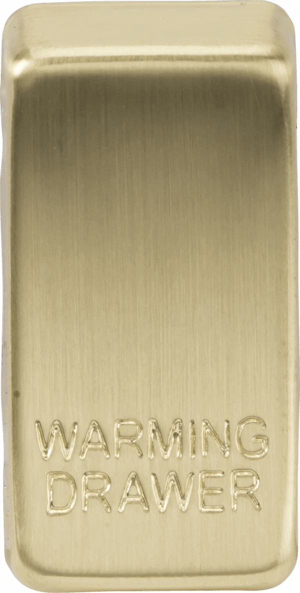 Switch cover "marked WARMING DRAWER" - brushed brass