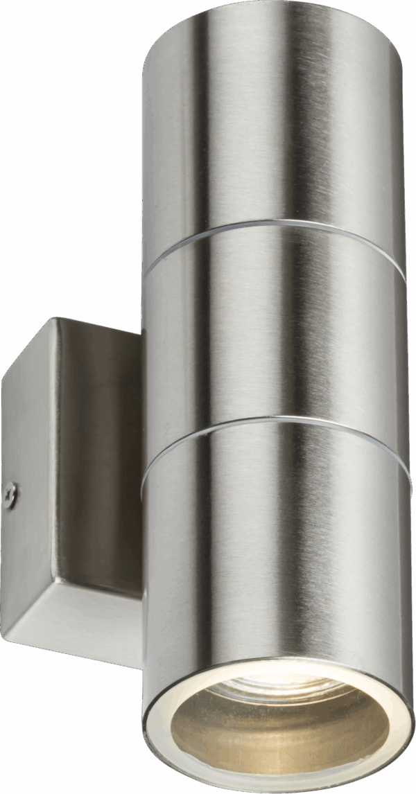 230V IP54 GU10 Up and Down Wall Light - Brushed Chrome