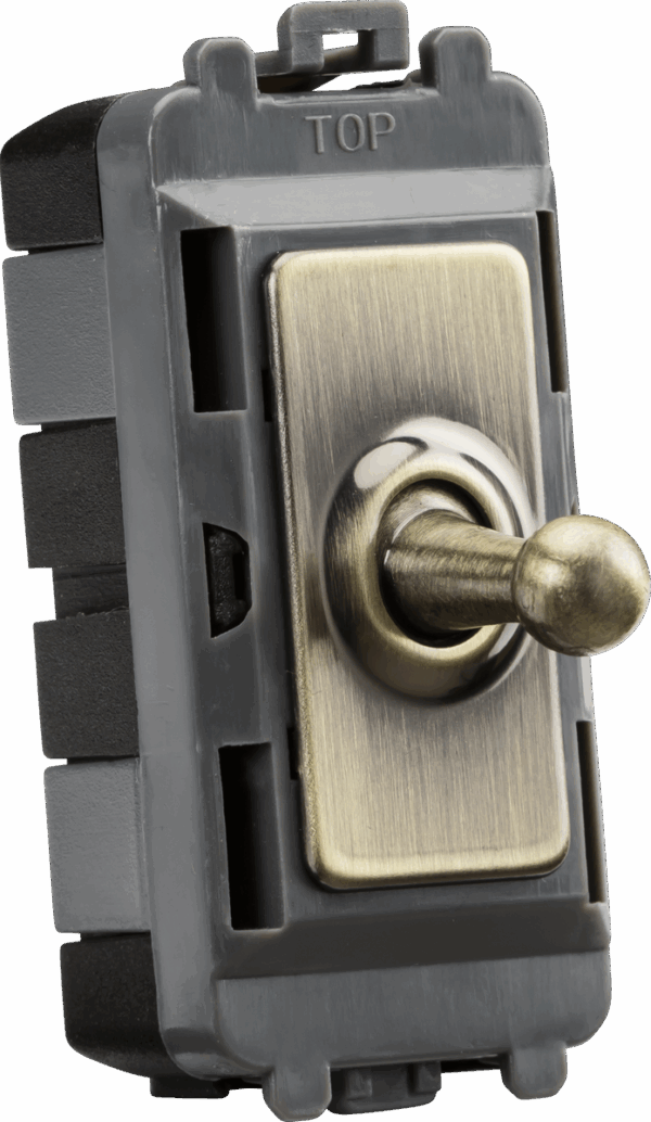 20AX 1G 2-way SP Grid Toggle Switch - antique brass