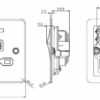 45A DP Switch & 13A Socket with Neons - Polished Chrome with Black Insert - Image 2