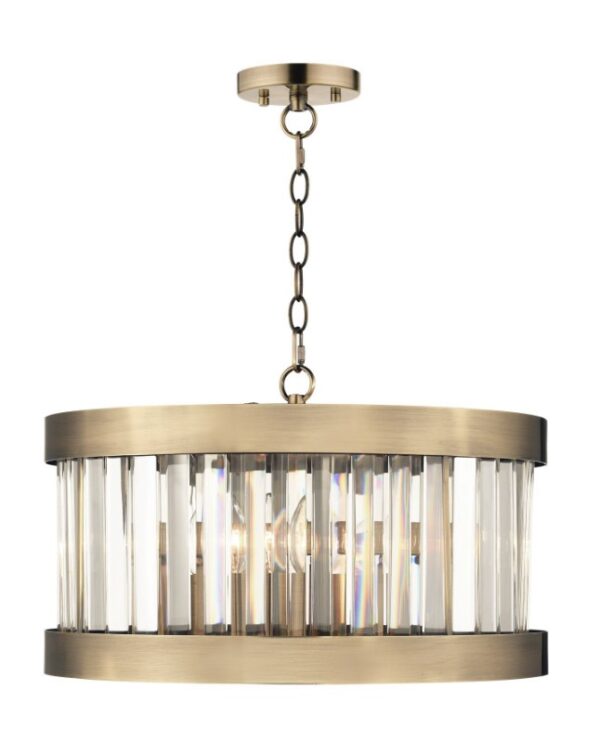 Pandora 3 Light Crystal Pendant Antique Brass