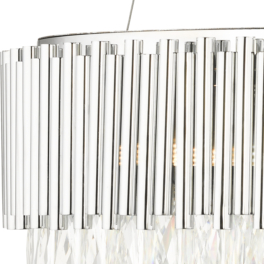 Astoria 13 Light Crystal Pendant with Polished Chrome Bars - Image 2