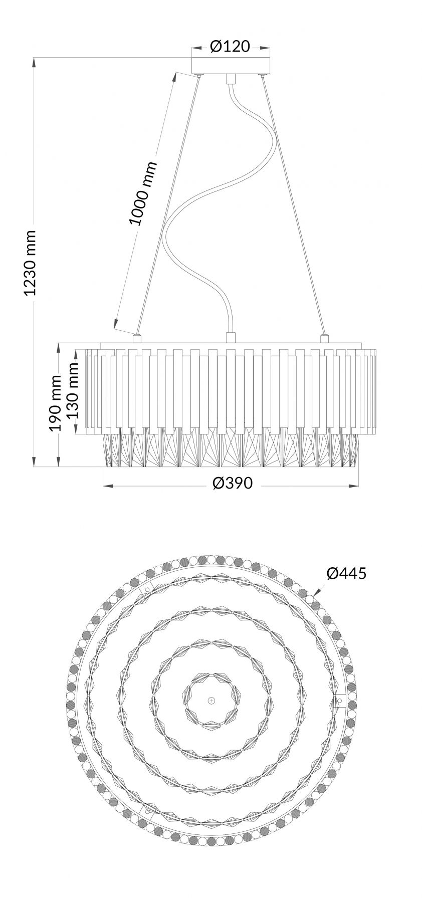Astoria 13 Light Crystal Pendant with Polished Chrome Bars - Image 4