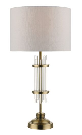 Chrysler Antique Brass and Crystal Table Lamp c/w Shade