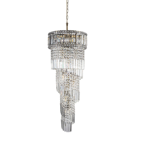 ISLA 13 Light Antique Brass with Crystal Pendant