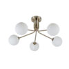 Lando 5 Light Semi Flush Antique Brass with Opal Ball - Image 2