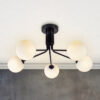 Lando 5 Light Semi Flush Matt Black with Opal Ball - Image 2
