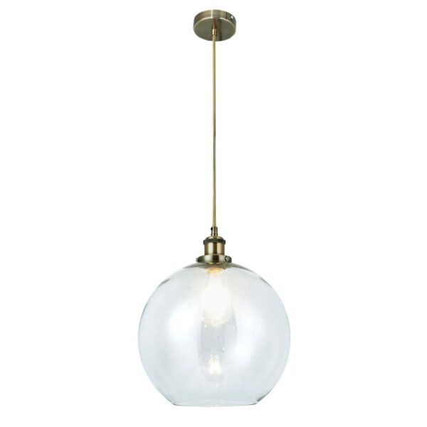 Lewis 1 Light Medium Glass Ball Pendant Antique Brass