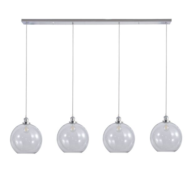 Lewis 4 Light Bar Medium Glass Ball Pendant Polished Chrome