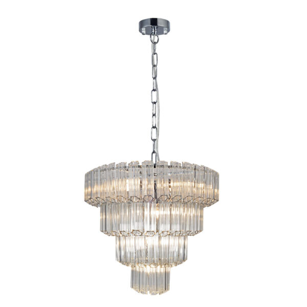 Pierre 11  Light Polished Chrome Crystal Ceiling Pendant