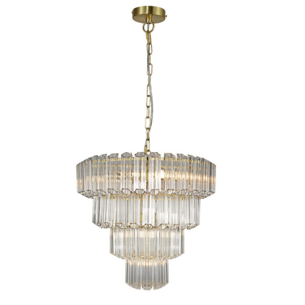 Pierre 11  Light Satin Brass Crystal Ceiling Pendant