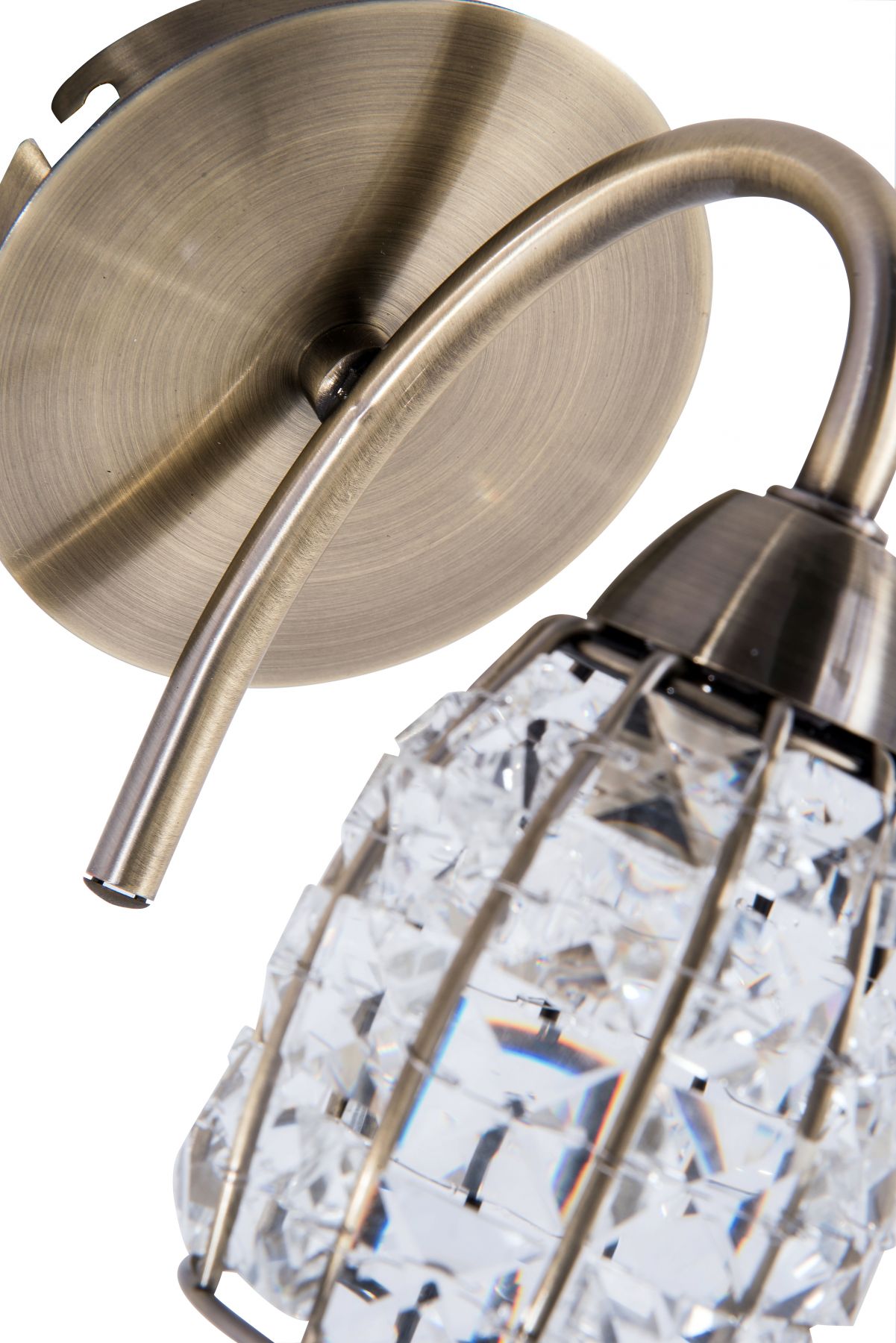 Roma 1 Light Antique Brass Wall Light with Crystal Shade - Image 2