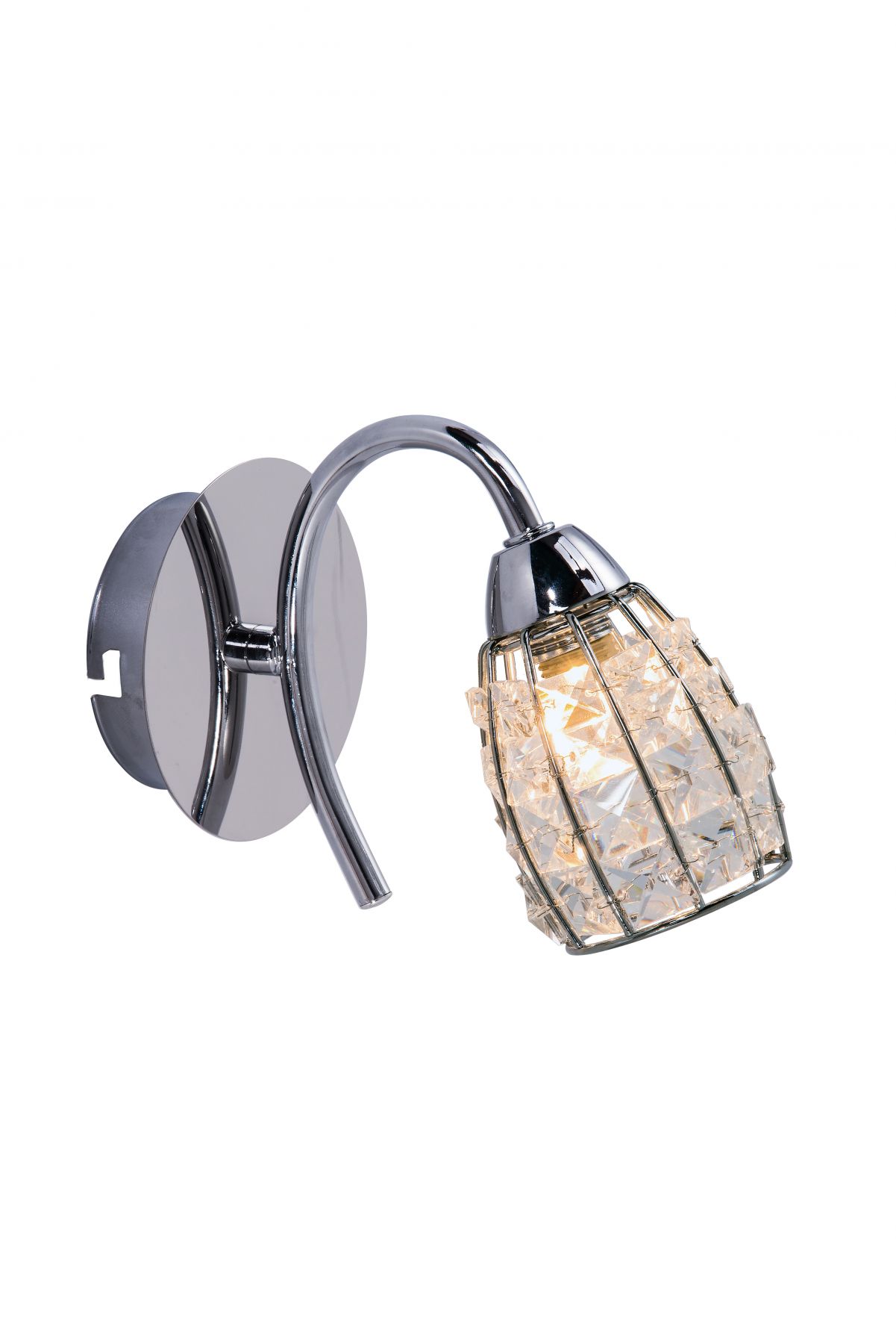 Roma 1 Light Polished Chrome Wall Light with Crystal Shade - Image 3