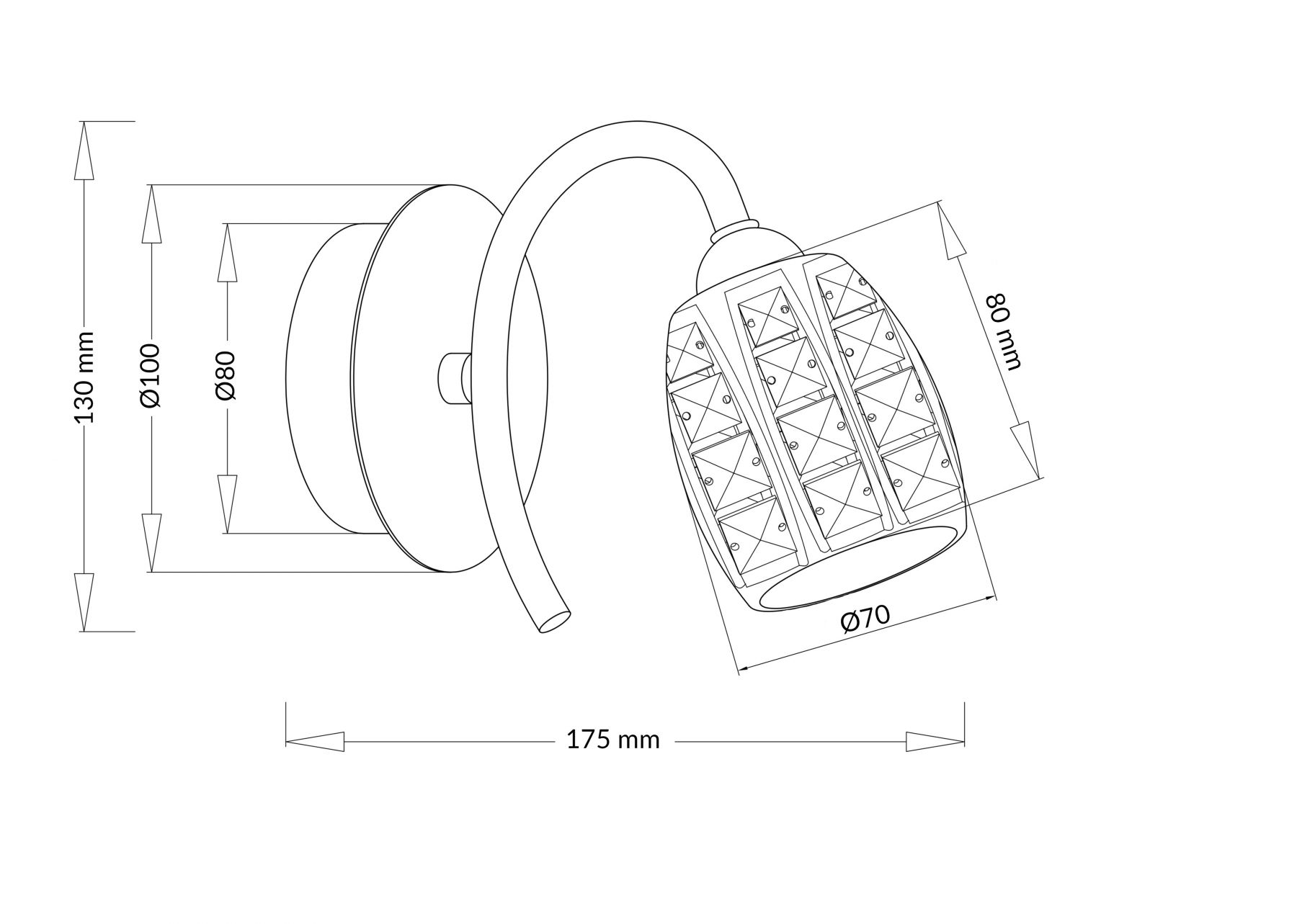 Roma 1 Light Polished Chrome Wall Light with Crystal Shade - Image 4