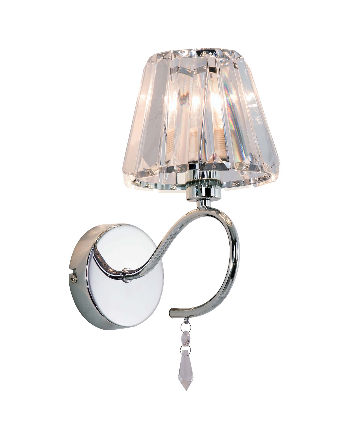 Senza 1 Light Polished Chrome Wall Light with Crystal Shade - Image 3