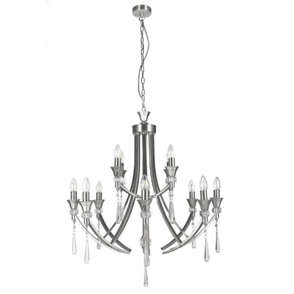 Sophia 12 Light Crystal Ceiling Light Satin Chrome