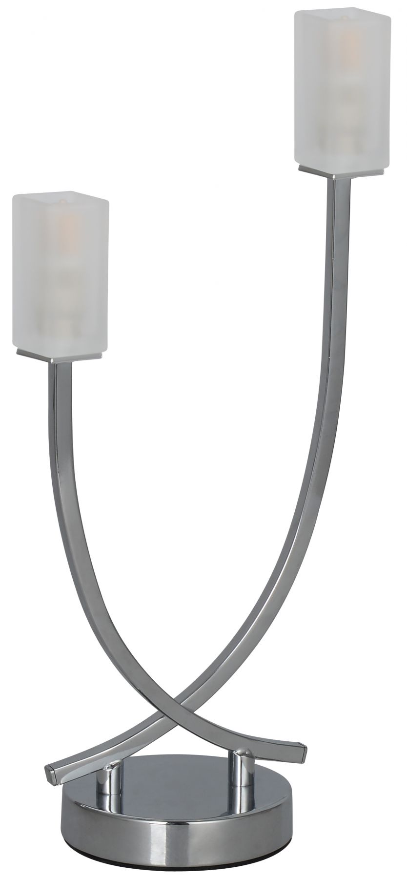 Topaz 2 Light Polished Chrome Table Lamp c/w Square Glass - Image 3