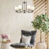 Yara 6 Light Satin Chrome Pendant - Image 2