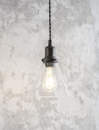 Hoxton Cone Pendant Light - Antique Brass / Satin Nickel