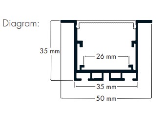 Recessed LED Profile - Double Deep / Wide PRO35SR Silver 50 x 35mm - Image 2