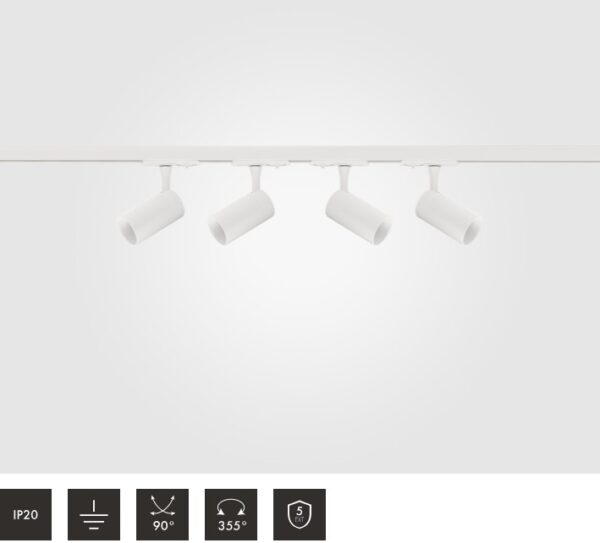 2 Metre 4pcs Barrel GU10 Spotlight Kit in White