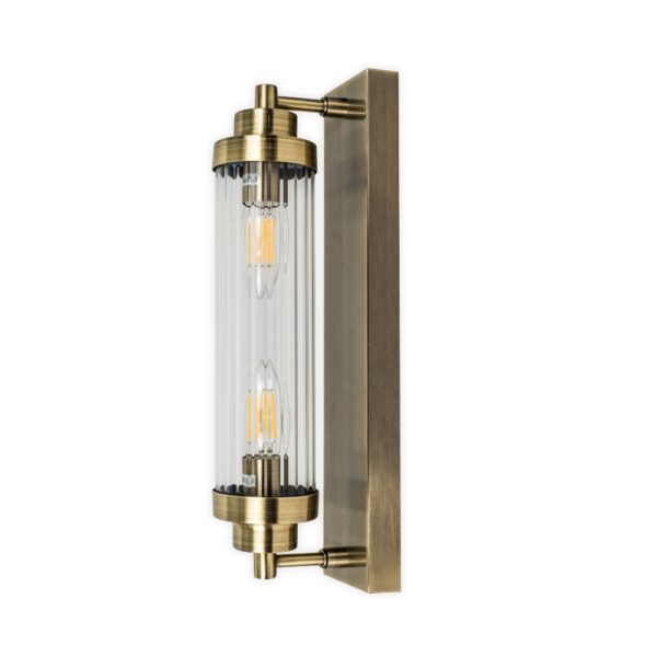 Edith 2 Light Antique Brass IP44 Bathroom Wall Light