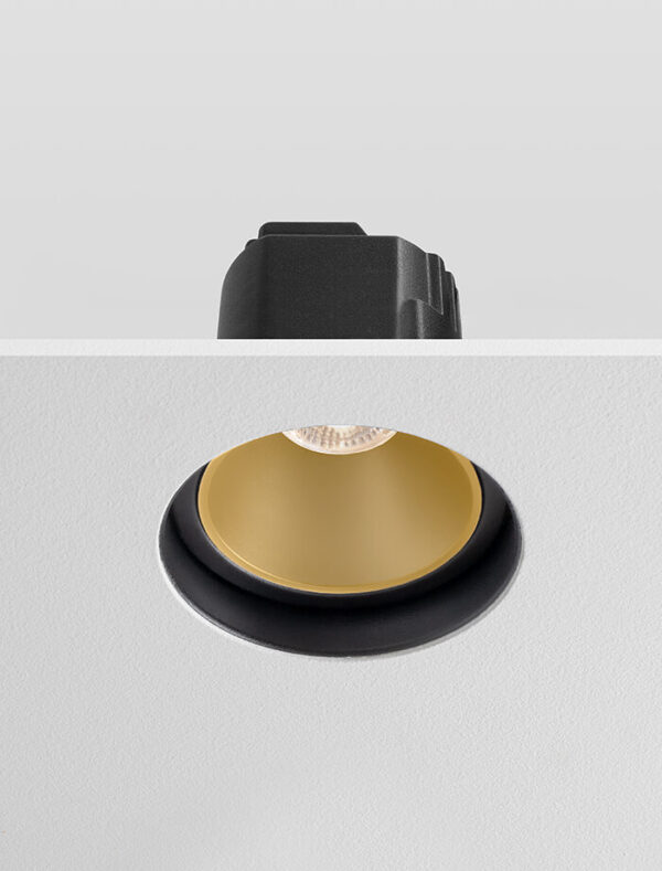 IRIS 40 - Trimless Anti-Glare Downlight Black with Gold Baffle 6 Pack